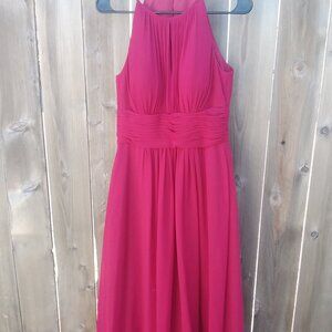 Azazie maxi dress halter cranberry red women's 8 A8 bridesmaid prom formal valen